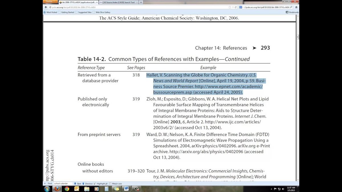 ACS Style Guide for In-Text Citations and Bibliography